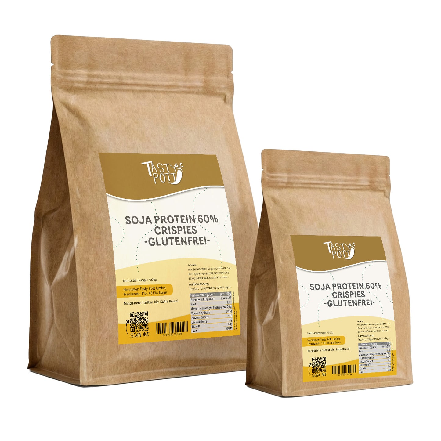 Soja Protein Crispies 60% | ab 1kg Beutel von Tasty Pott
