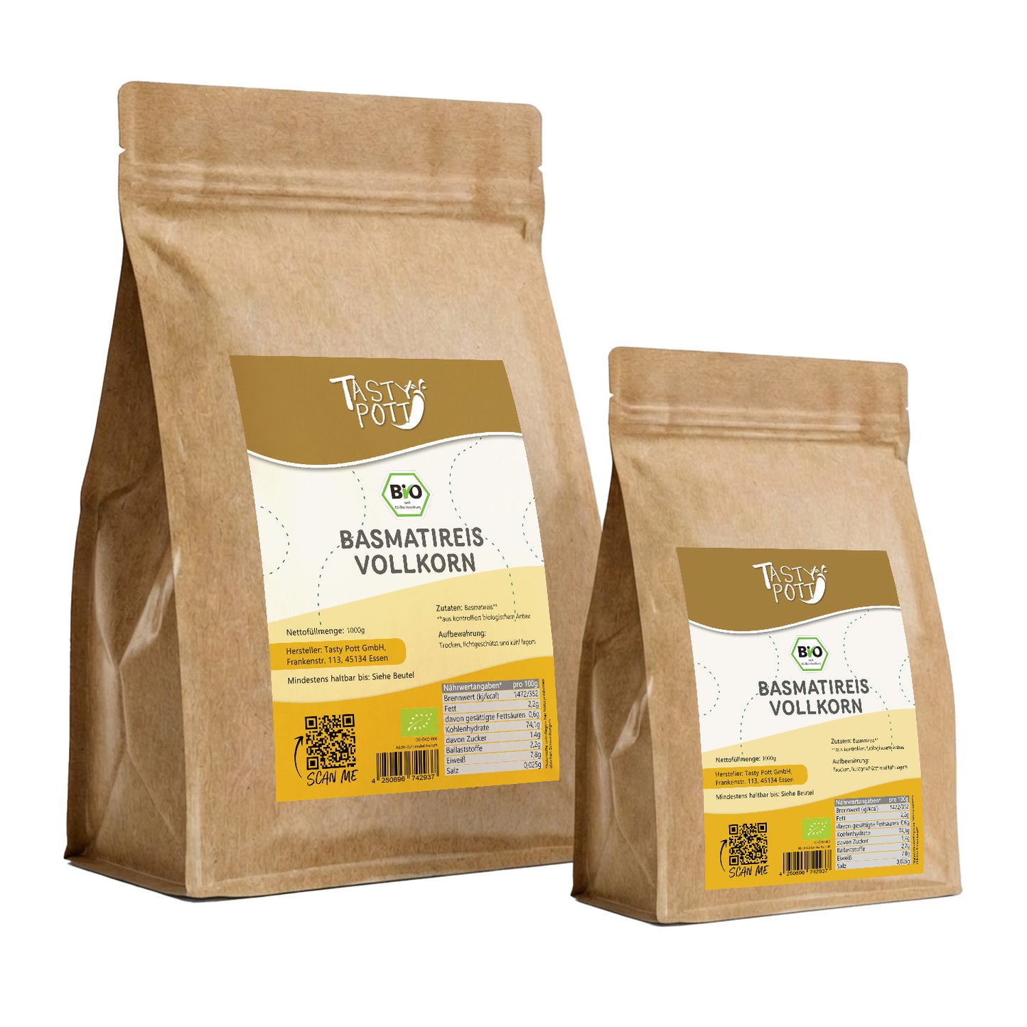 Bio Basmatireis Vollkorn - ab 1Kg von Tasty Pott