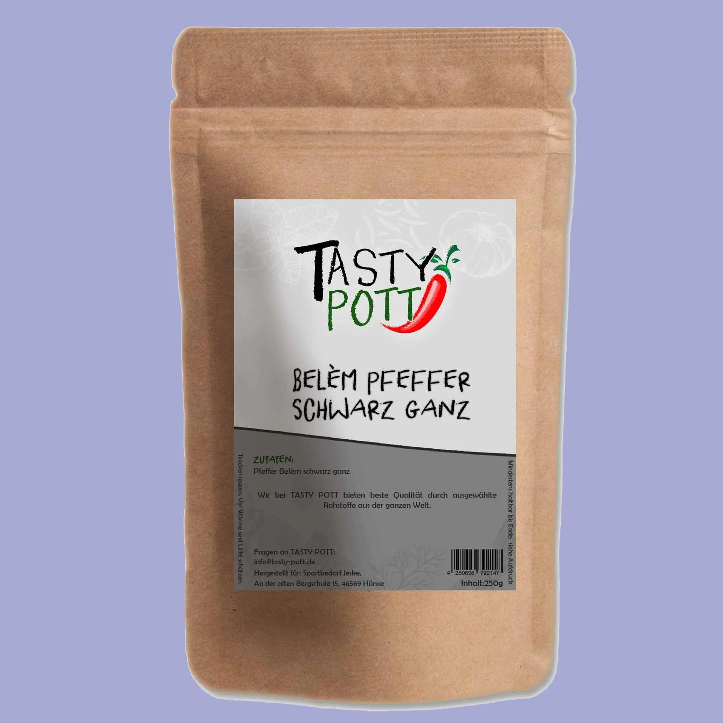 Belem Pfeffer schwarz ganz - 250g Beutel von Tasty Pott - Tasty Pott