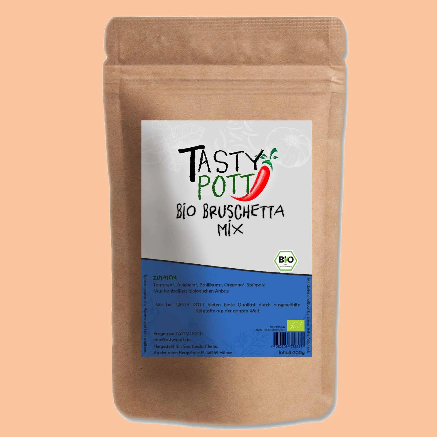 Tasty Pott Bio Bruschetta Mix 200g – Gewürzmischung Nachfüllbeutel Tasty Pott