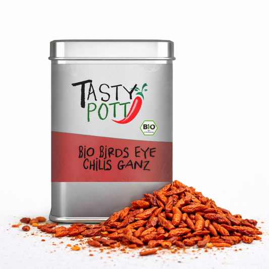 Bio Birds Eye Chili ganz - 30g Dose von Tasty Pott