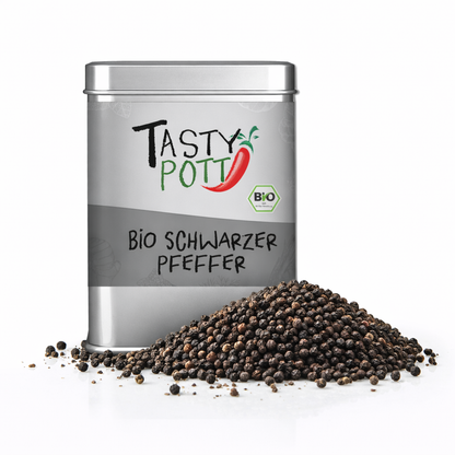 Bio Schwarzer Pfeffer - Ganze Pfefferkörner - 50g von Tasty Pott