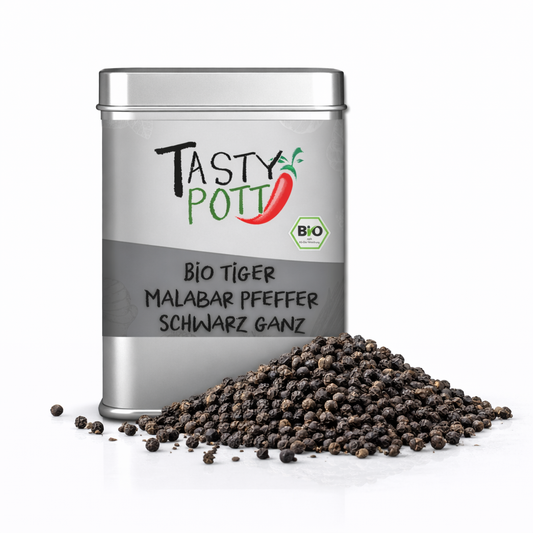Tiger Bio Malabar Pfeffer schwarz - 100g Dose von Tasty Pott
