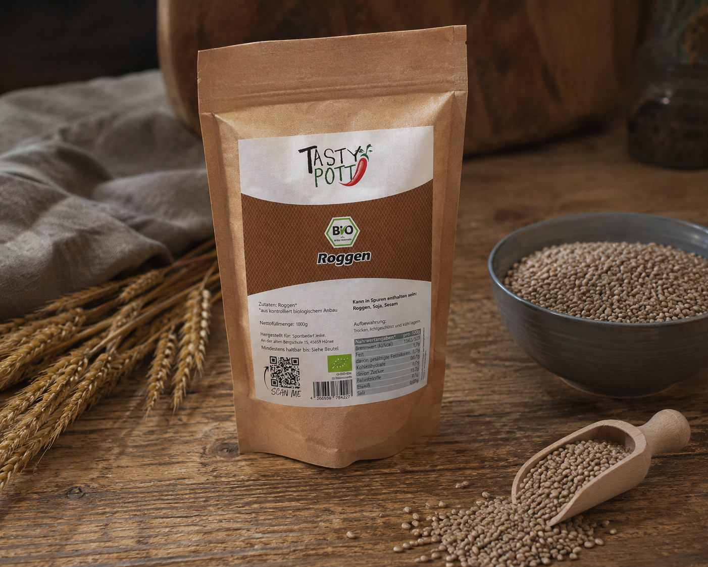 Bio Roggen ganzes Korn - ab 1kg Beutel