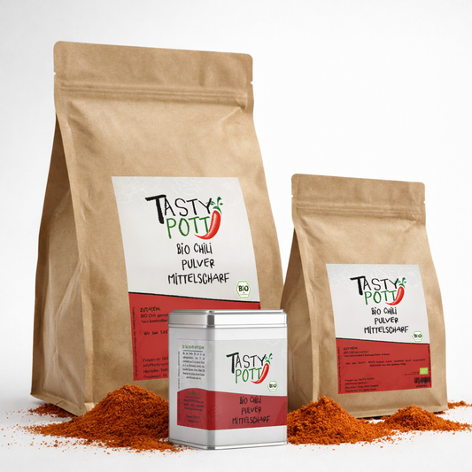 Bio Chilipulver mittelscharf - Im Beutel ab 30g von Tasty Pott