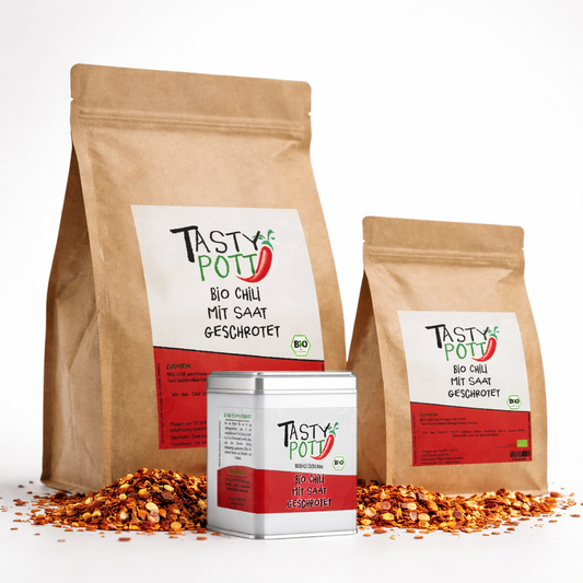 Bio Chili geschrotet mit Saat - Beutel ab 30g von Tasty Pott