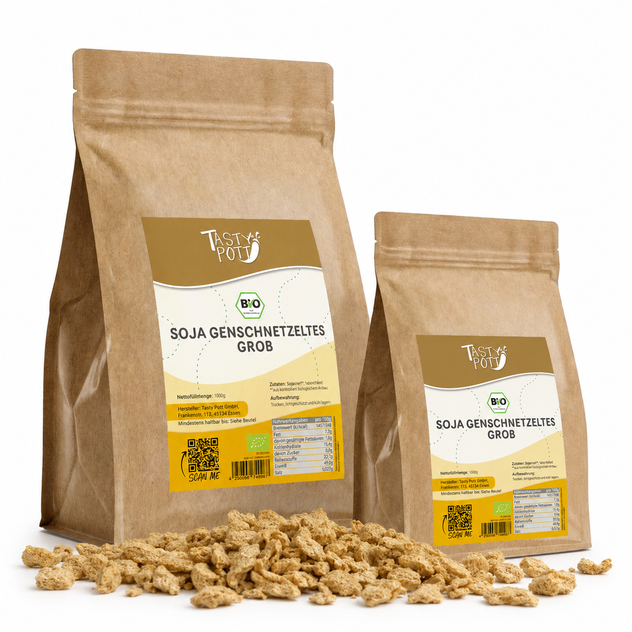 Bio Soja Geschnetzeltes grob - ab 1 kg Beutel von Tasty Pott
