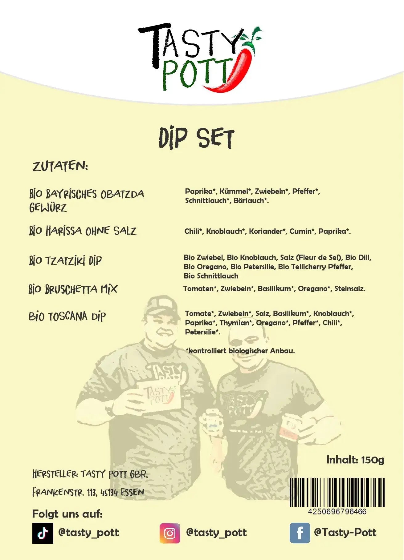 Tasty Pott Dip Set 5x 30g Probiergrößen - Gewürzmischungen Tasty Pott