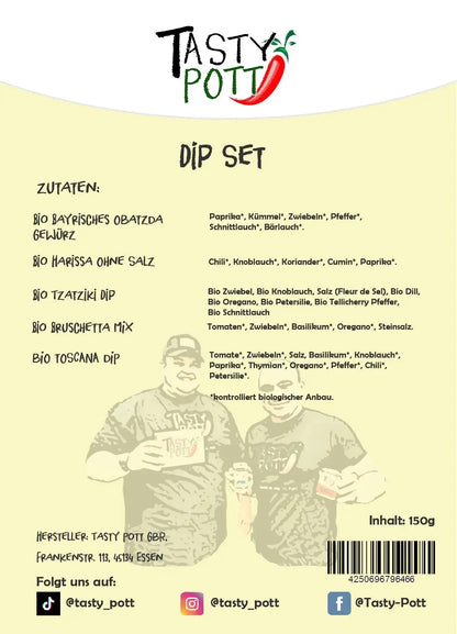 Tasty Pott Dip Set 5x 30g Probiergrößen - Gewürzmischungen Tasty Pott