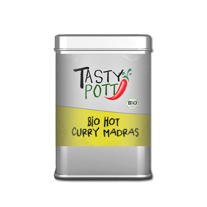 Hot Curry Madras - Bio Gewürz (scharf) - 100g Dose Tasty Pott