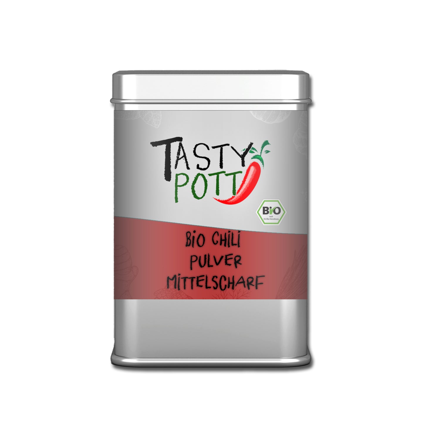 Bio Chili Pulver mittelscharf - 80g Dose von Tasty Pott