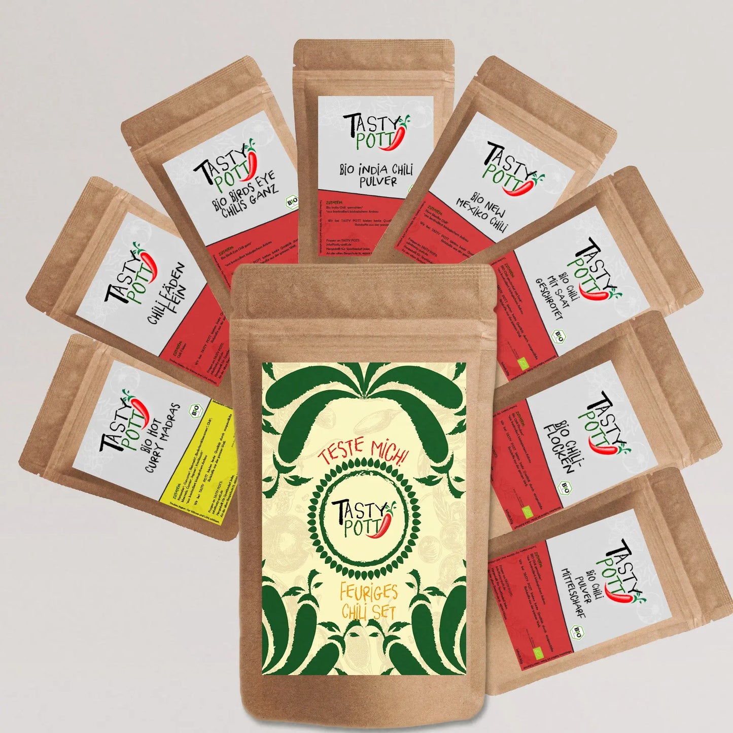 Feuriges Chili Set - 8x Probiergröße Tasty Pott - Tasty Pott