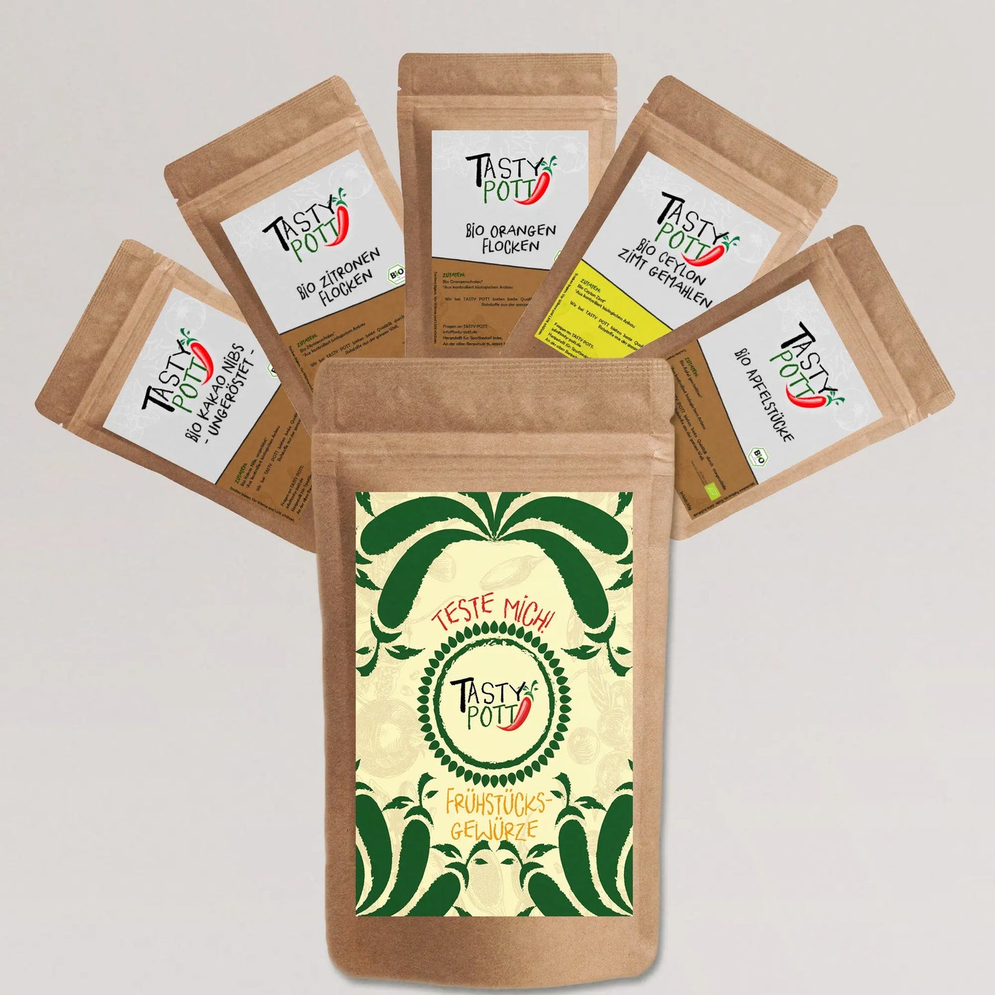 Tasty Pott Bio Frühstücksgewürze Set 5x30g - Probierset - Tasty Pott