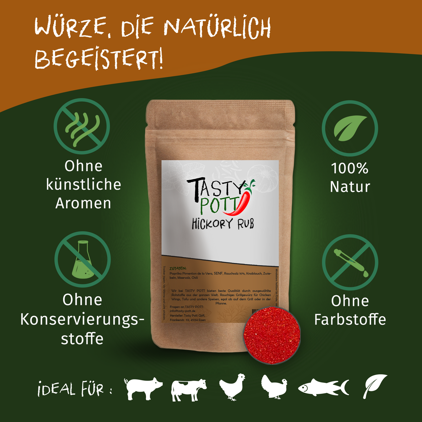 Tasty Pott Hickory Rub – Aromatisches Grillgewürz - ab 30g Beutel