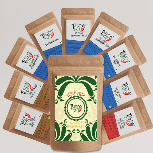 Tasty Pott Klassisches Fleischgewürze Set 9x30g – Bio Qualität - Tasty Pott