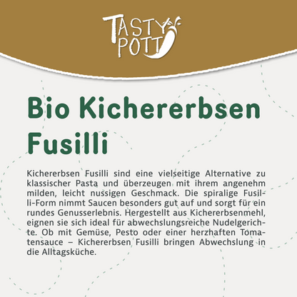 Bio Kichererbsen Fusilli - 1kg Beutel von Tasty Pott