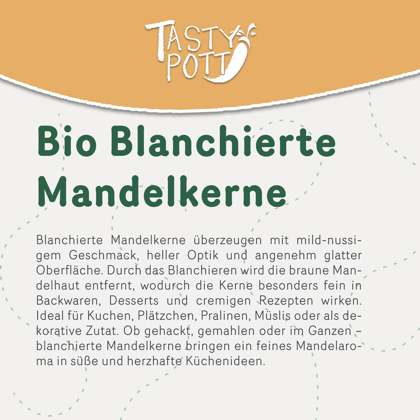 Bio Blanchierte Mandeln - ab 1kg Beutel von Tasty Pott