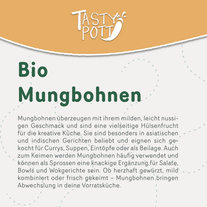 Bio Mungbohnen ganz - 1kg Beutel von Tasty Pott