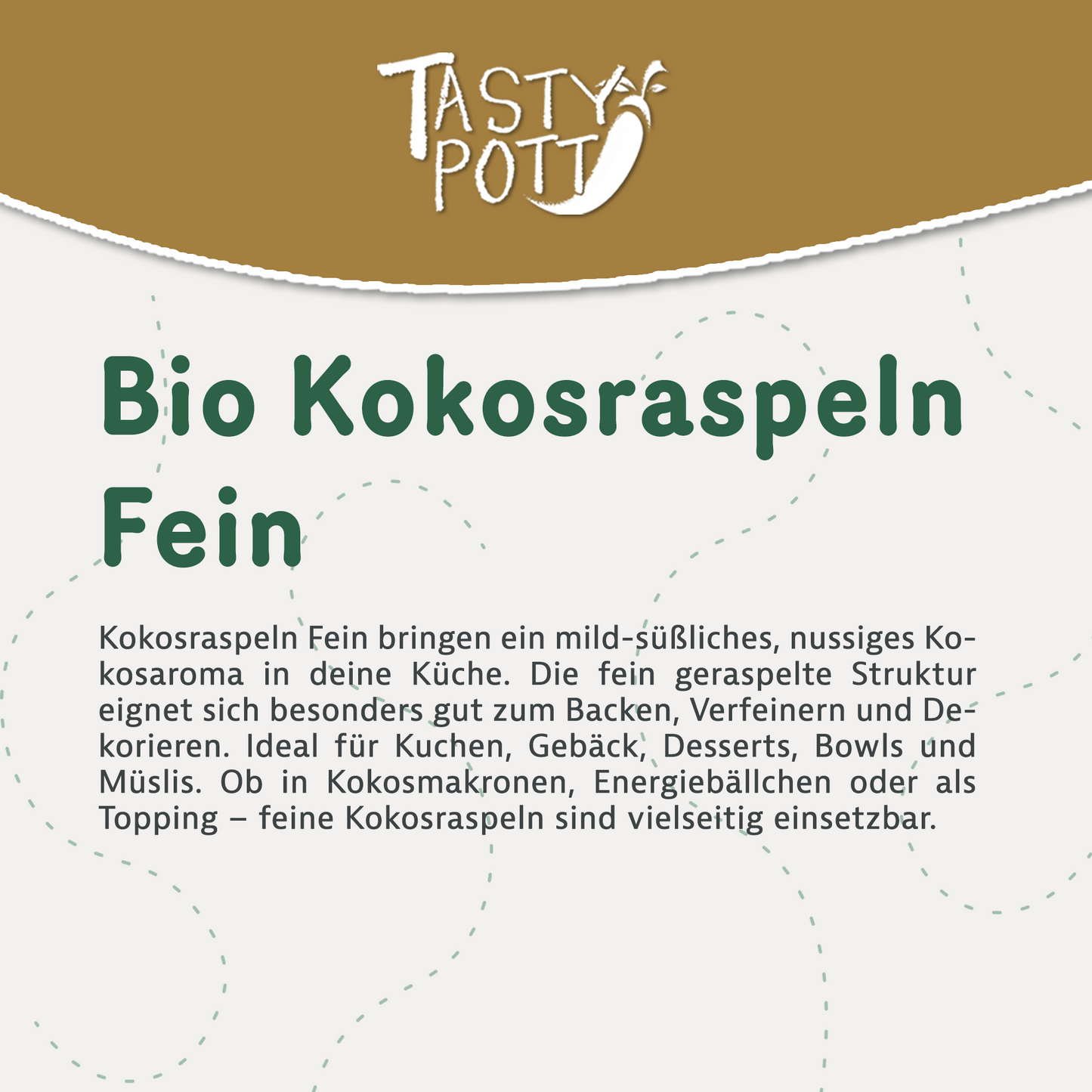 Bio Kokosraspeln fein - ab 1kg Beutel von Tasty Pott