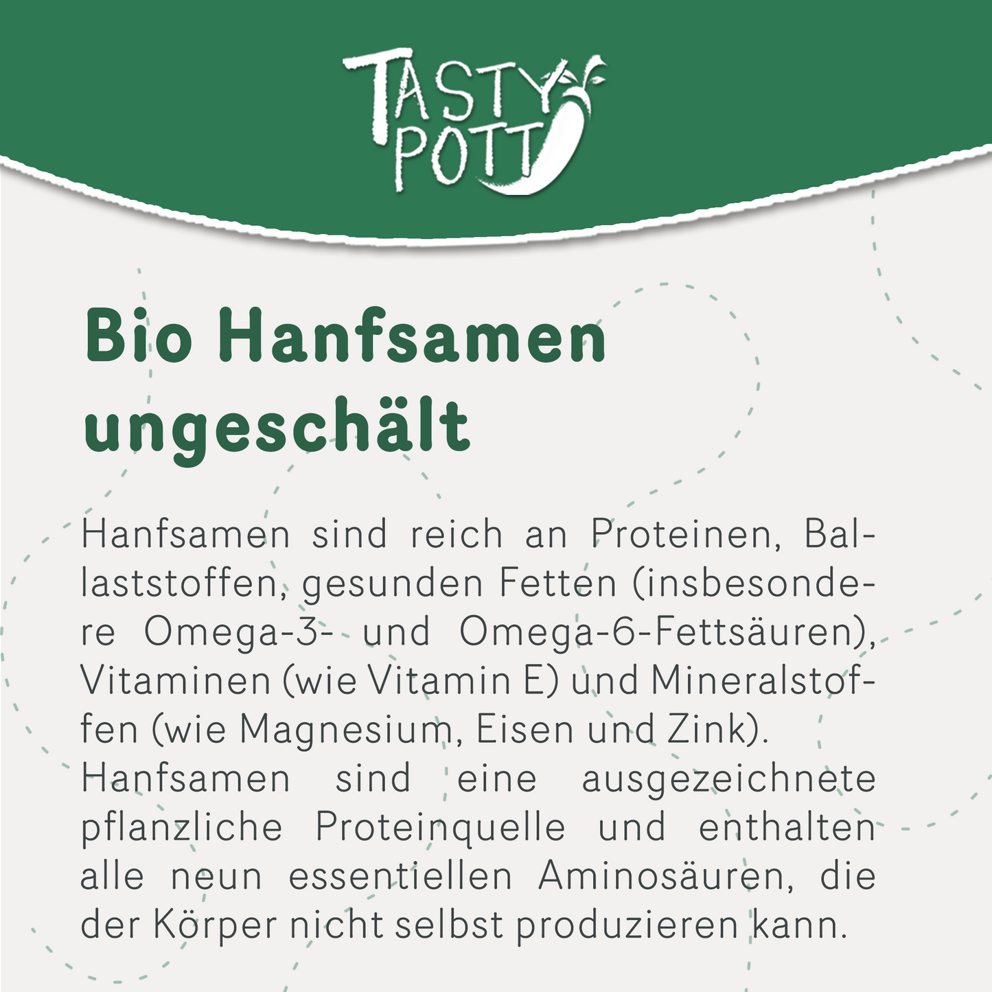 Bio Hanfsamen ungeschält – ab 1kg von Tasty Pott