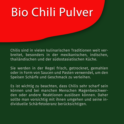 Bio Chili Pulver mittelscharf - 80g Dose von Tasty Pott