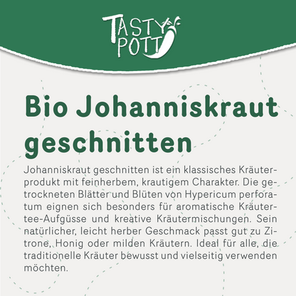 Bio Johanniskraut geschnitten - ab 100g Beutel von Tasty Pott
