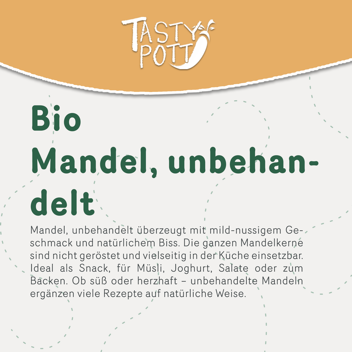Bio Mandeln, unbehandelt - ab 1kg Beutel von Tasty Pott