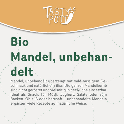 Bio Mandeln, unbehandelt - ab 1kg Beutel von Tasty Pott