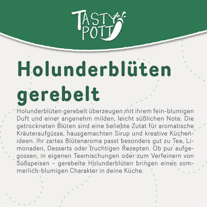 Gerebelte Holunderblüten – im Beutel