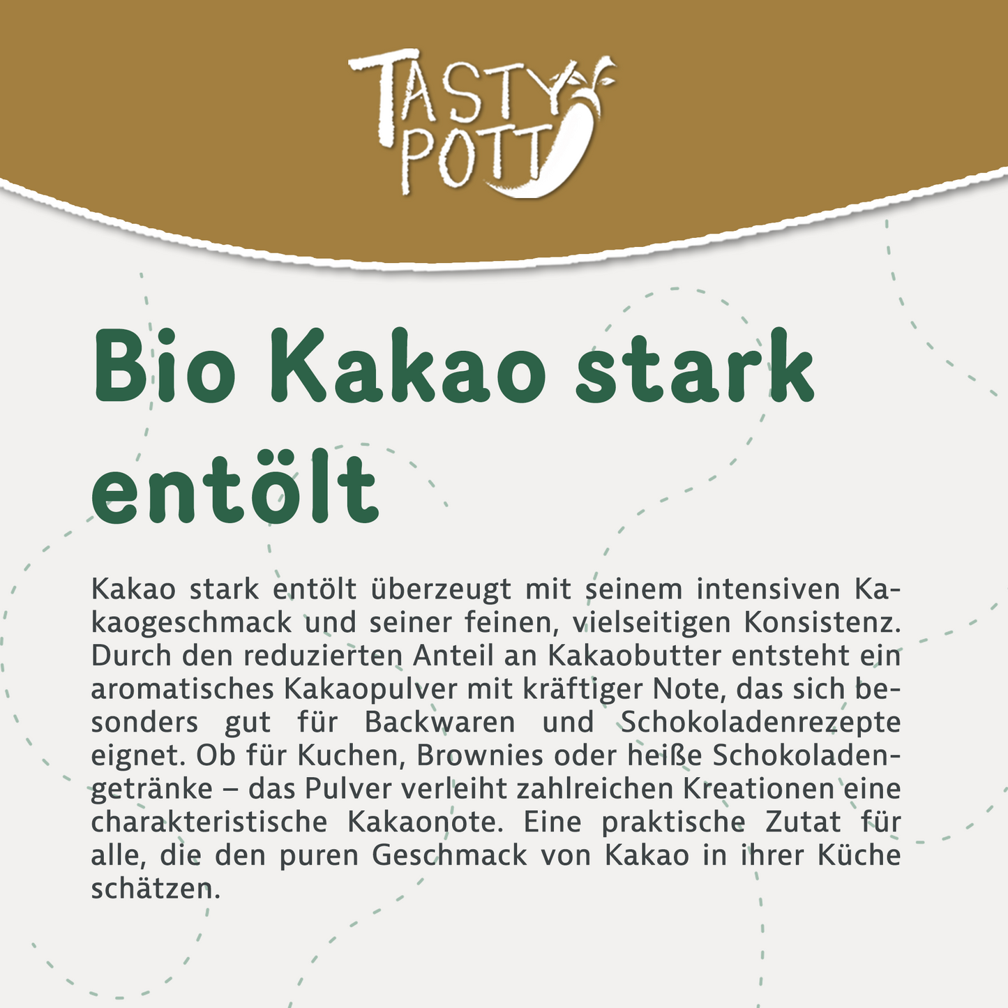 Bio Kakao, stark entölt - ab 1kg Beutel von Tasty Pott
