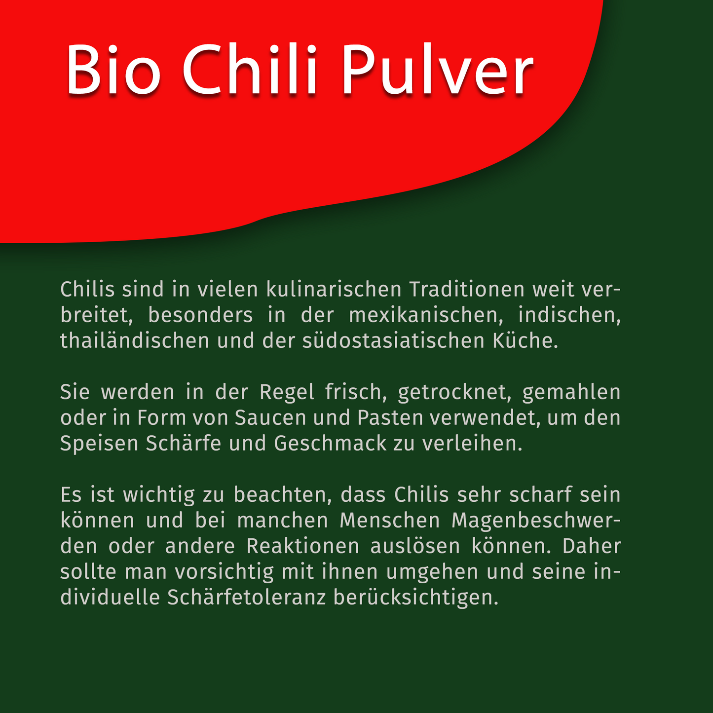 Bio Chilipulver mittelscharf - Im Beutel ab 30g von Tasty Pott