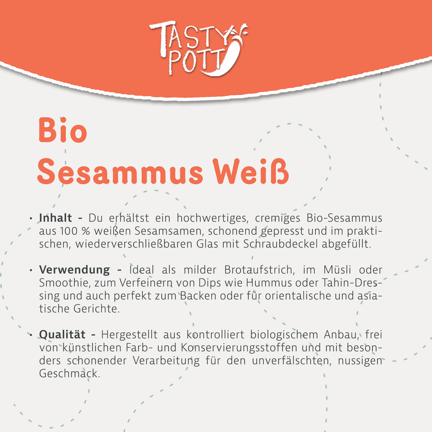 Bio Sesammus Tahin - 500 g Glas von Tasty Pott