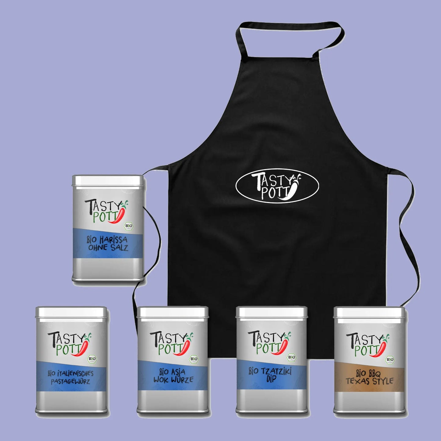 Bio Gewürz Set mit Schürze - 500g internationale Küchen Tasty Pott