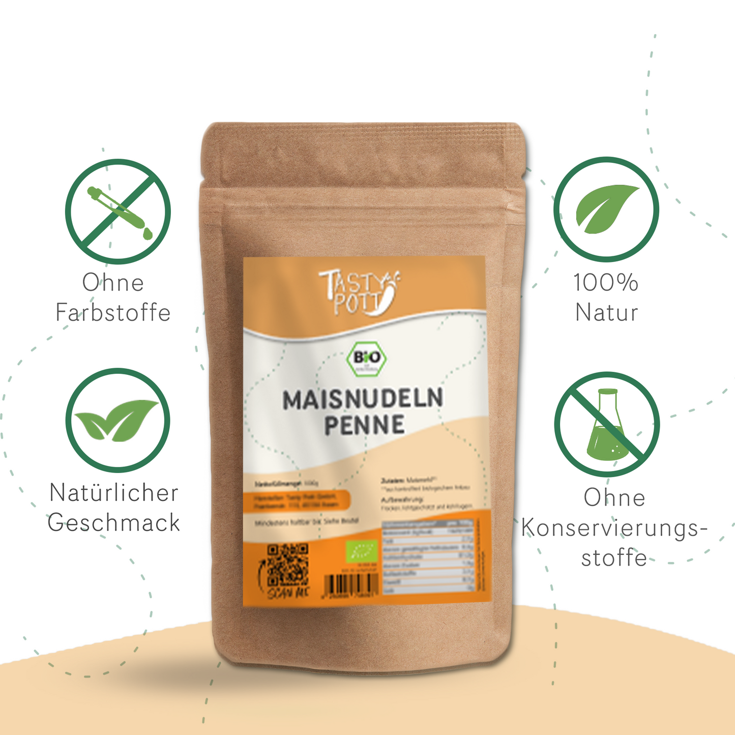 Bio Maisnudeln Penne - ab 1kg von Tasty Pott