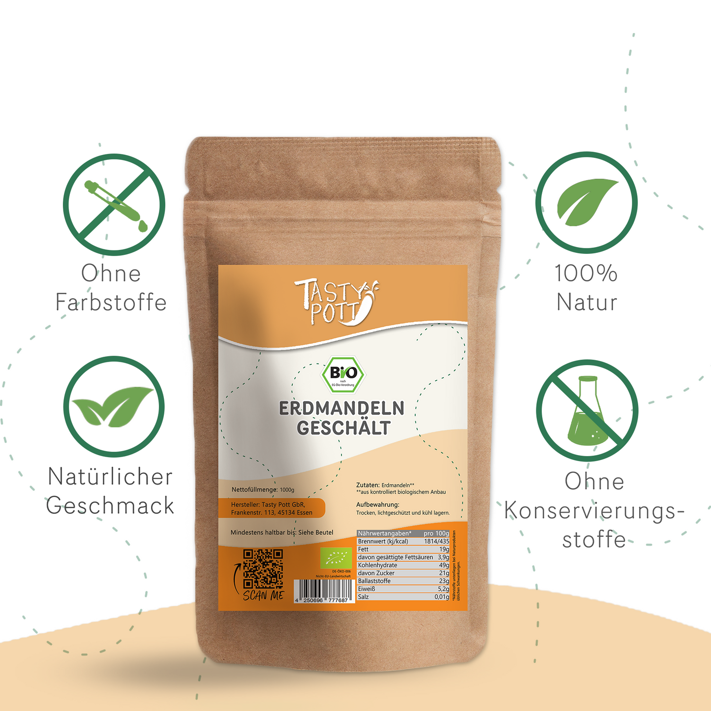 Bio Erdmandeln geschält - ab 1kg Beutel