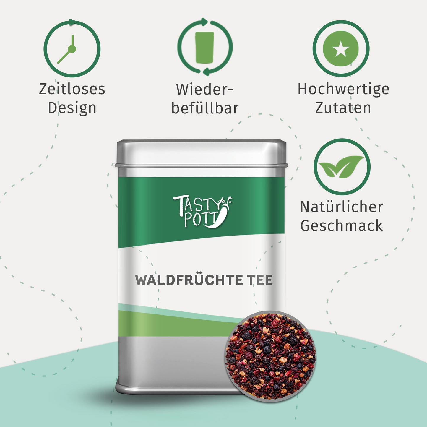Tasty Pott Waldfrüchte Tee - Früchtetee - 80g Dose — Abbildung 4