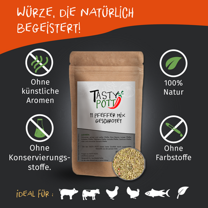 11 Pfeffer Symphonie geschrotet - Im Beutel ab 30g von Tasty Pott