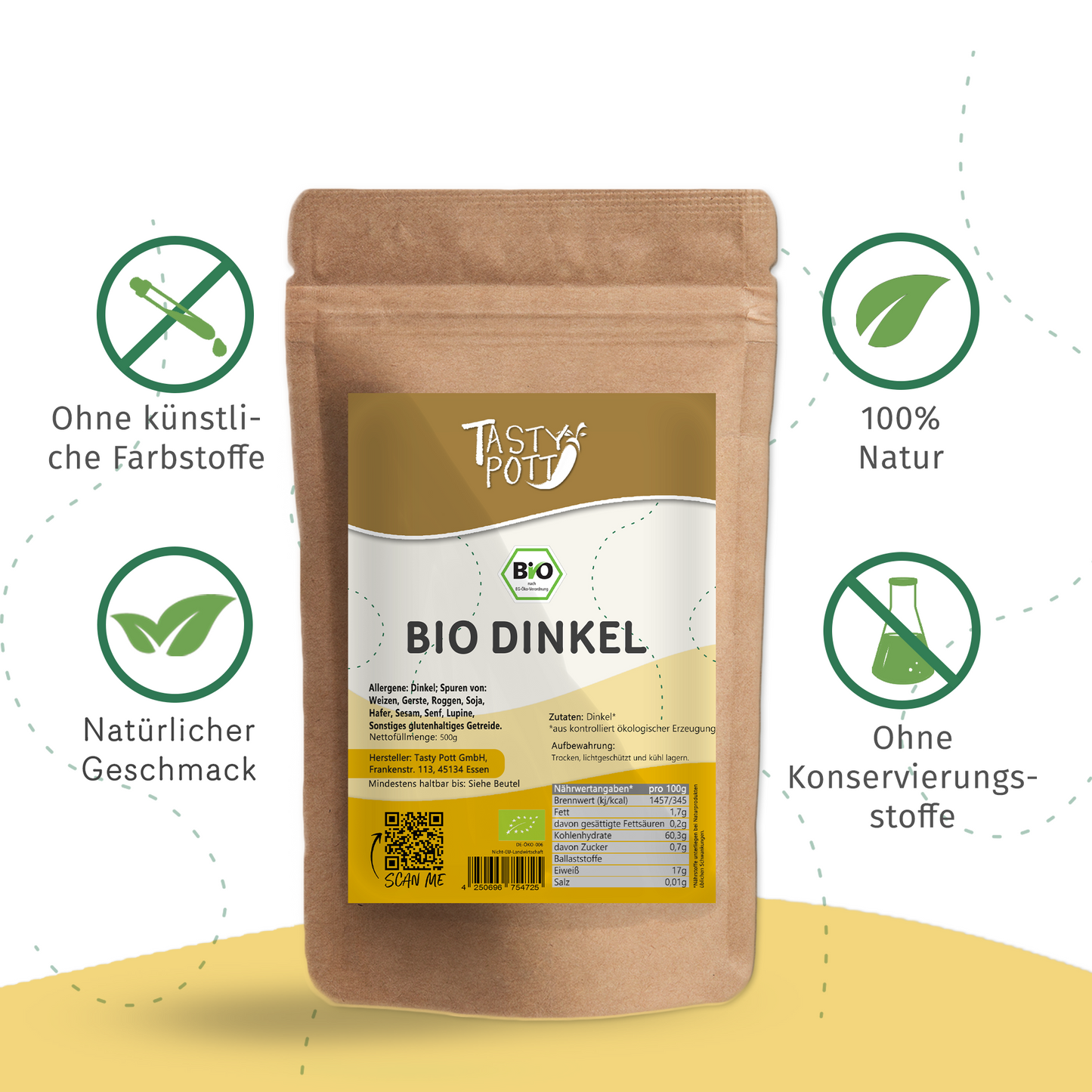 Bio Dinkel - ganz – im Beutel