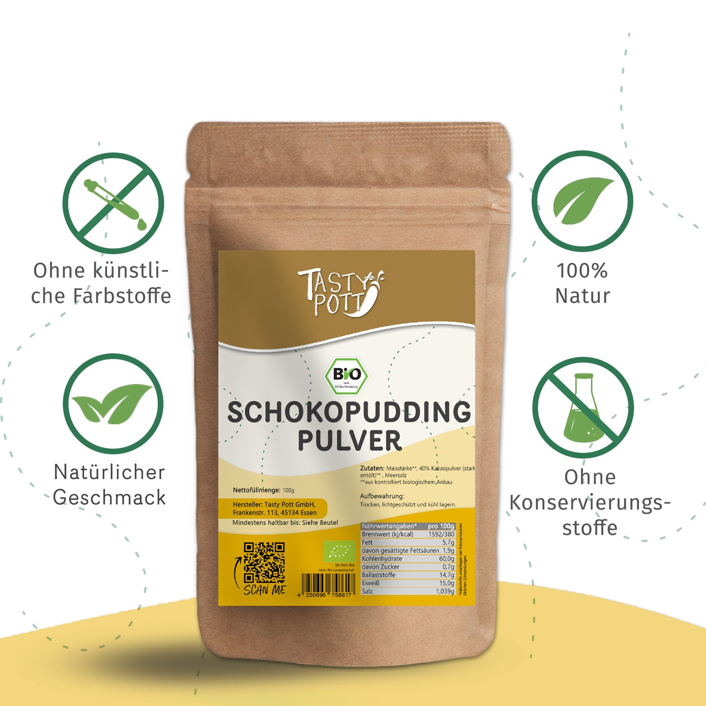 Bio Schoko Pudding Pulver - ab 100g von Tasty Pott