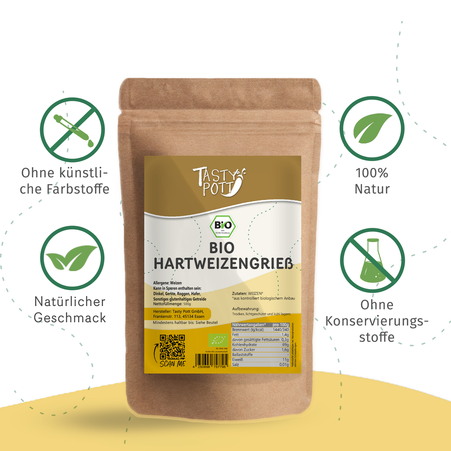 Bio Hartweizengrieß - im Beutel