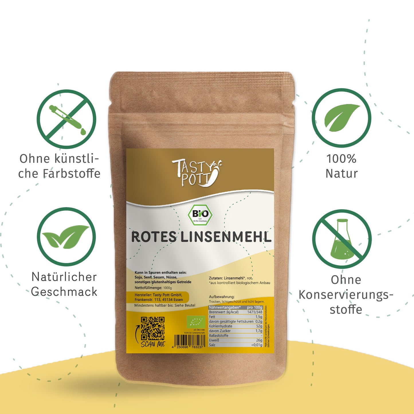 Bio Rotes Linsenmehl glutenfrei - ab 1kg Beutel