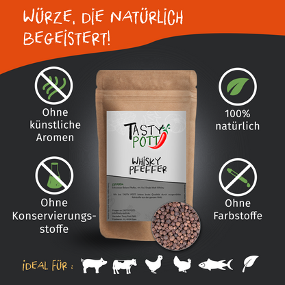 Whisky Pfeffer schwarz - Im Beutel ab 30g von Tasty Pott