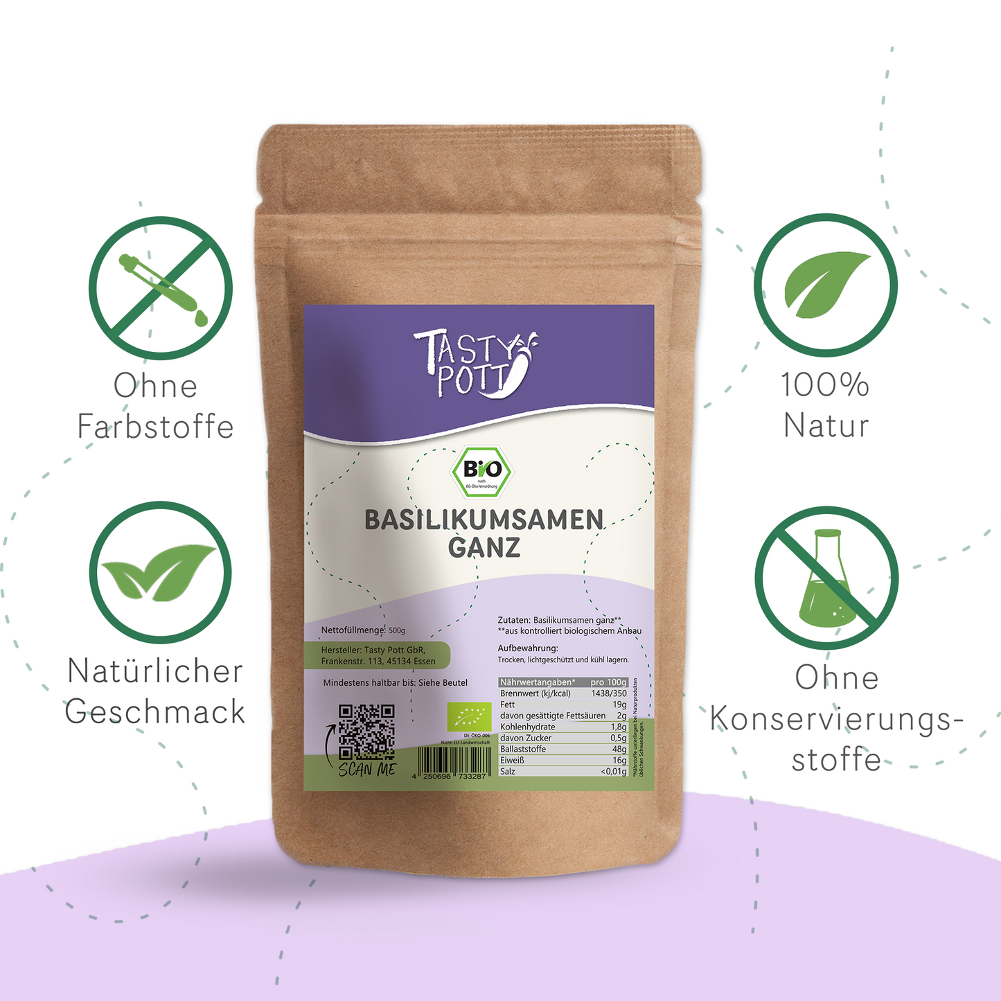 Basilikumsamen ganz, im Beutel ab 500g von Tasty Pott