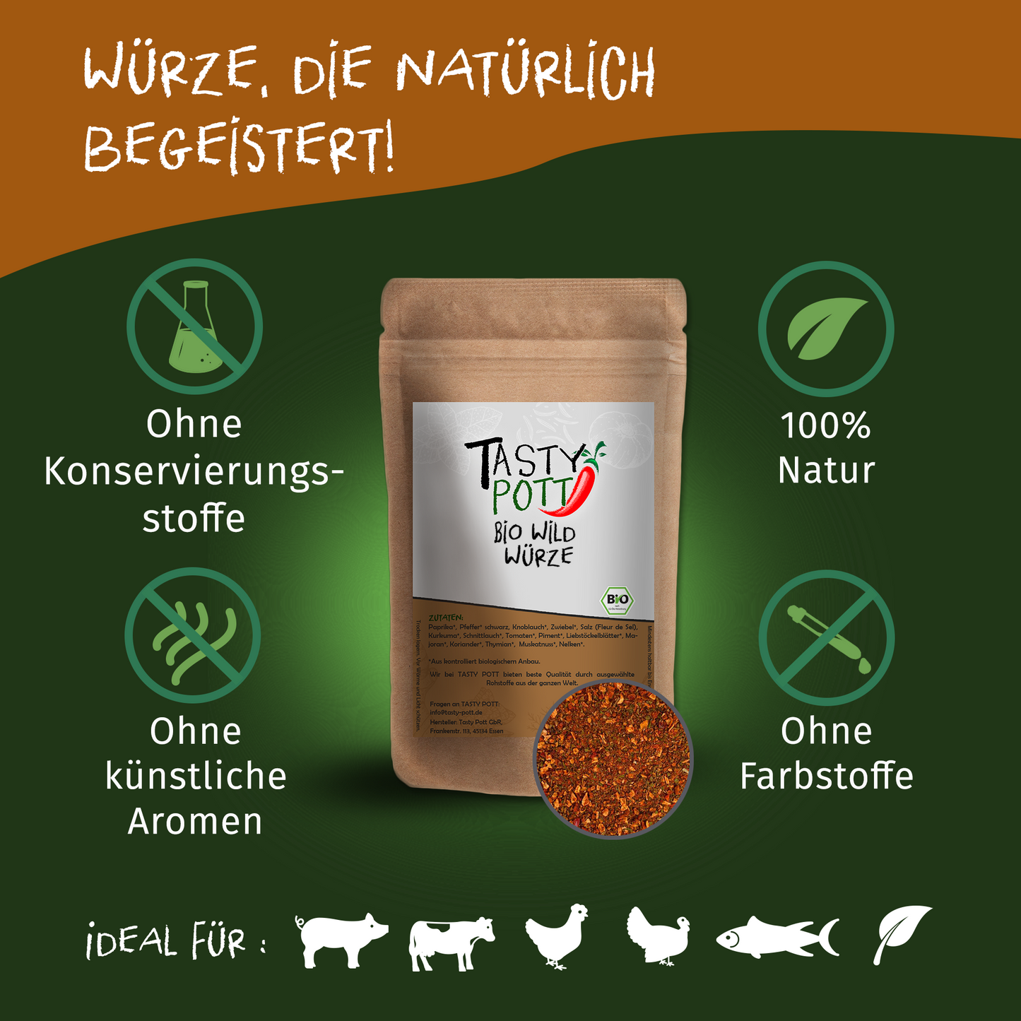 Bio Wild Würze 100g – in der Dose von Tasty Pott
