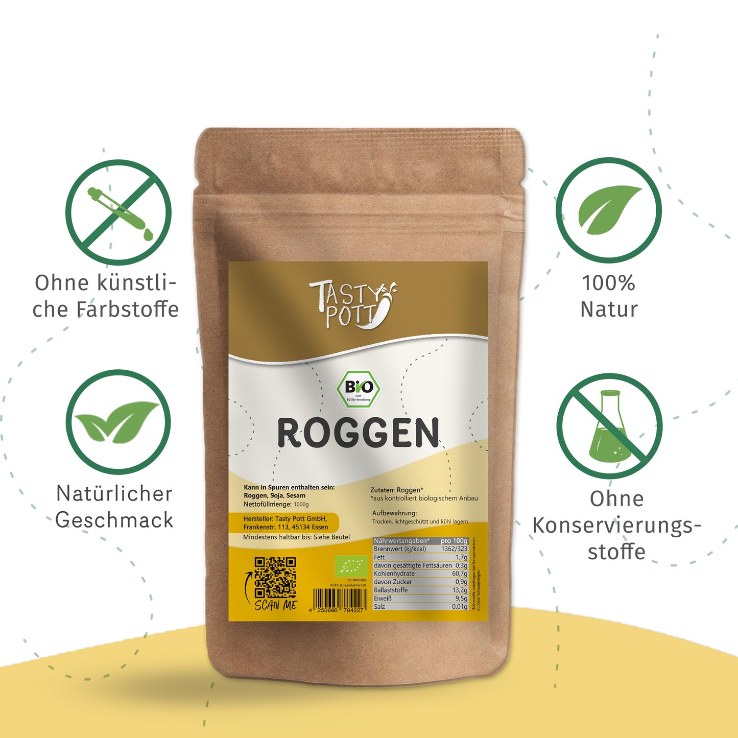 Bio Roggen ganzes Korn - ab 1kg Beutel