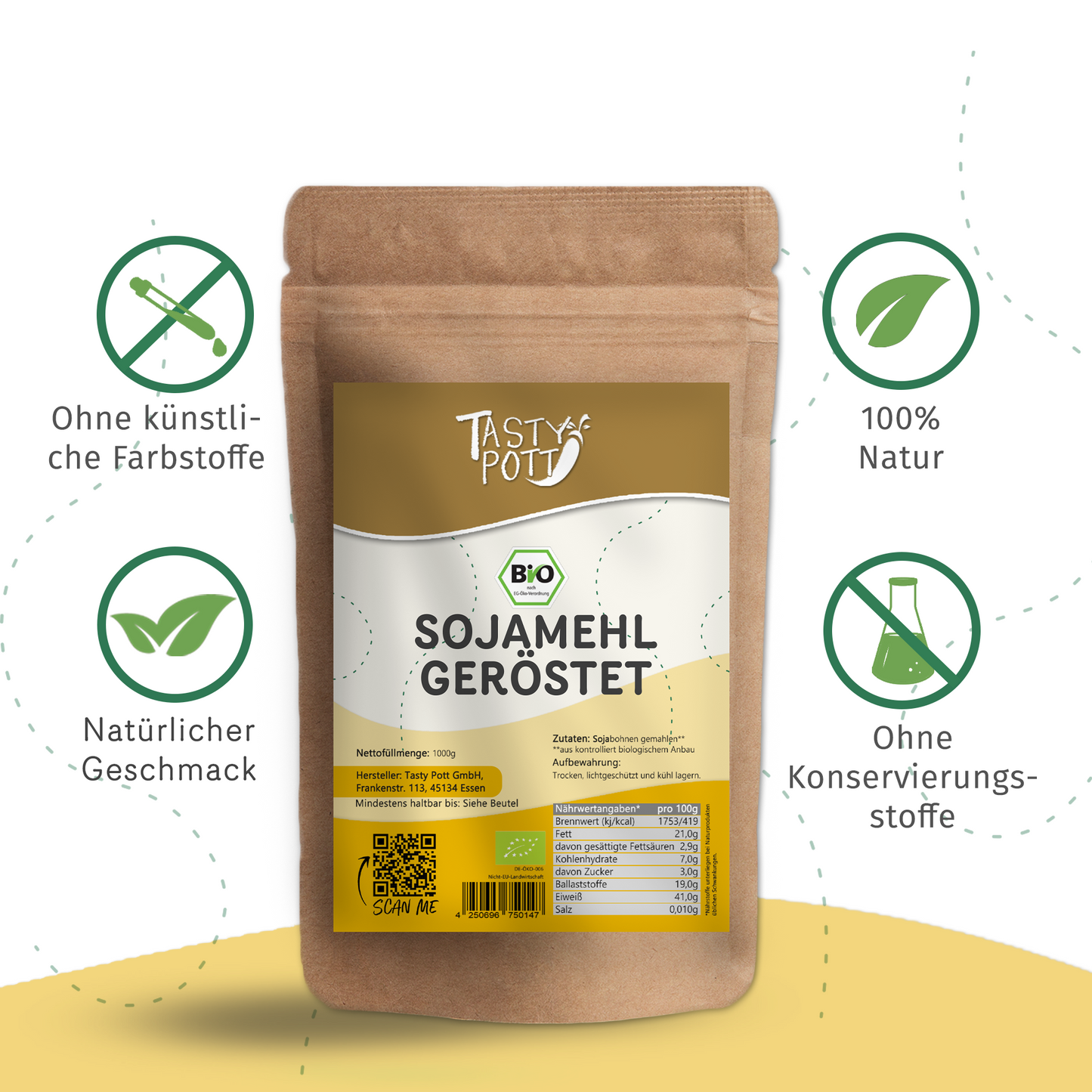 Bio Sojamehl geröstet - 1kg Beutel
