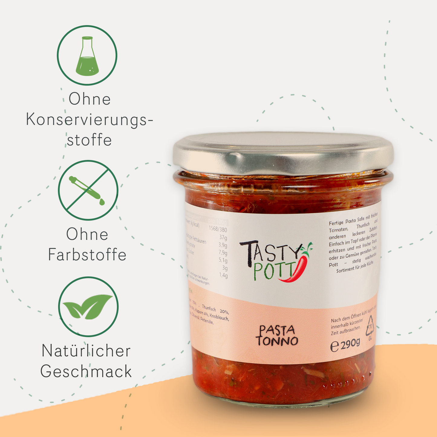 Pasta Tonno - Thunfisch Pasta Sauce - 290g Glas von Tasty Pott