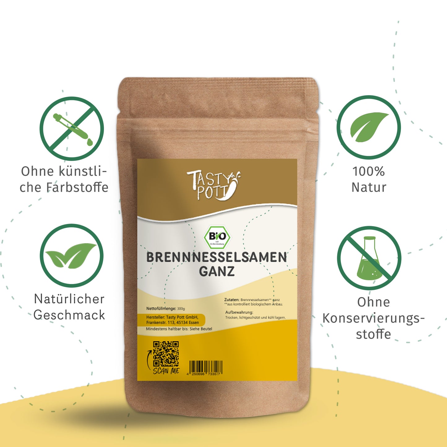 Bio Brennnesselsamen ganz - ab 300g Beutel von Tasty Pott