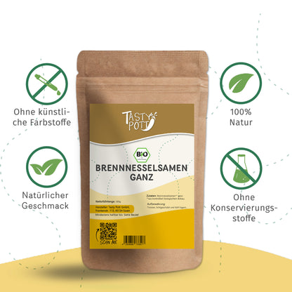 Bio Brennnesselsamen ganz - ab 300g Beutel von Tasty Pott