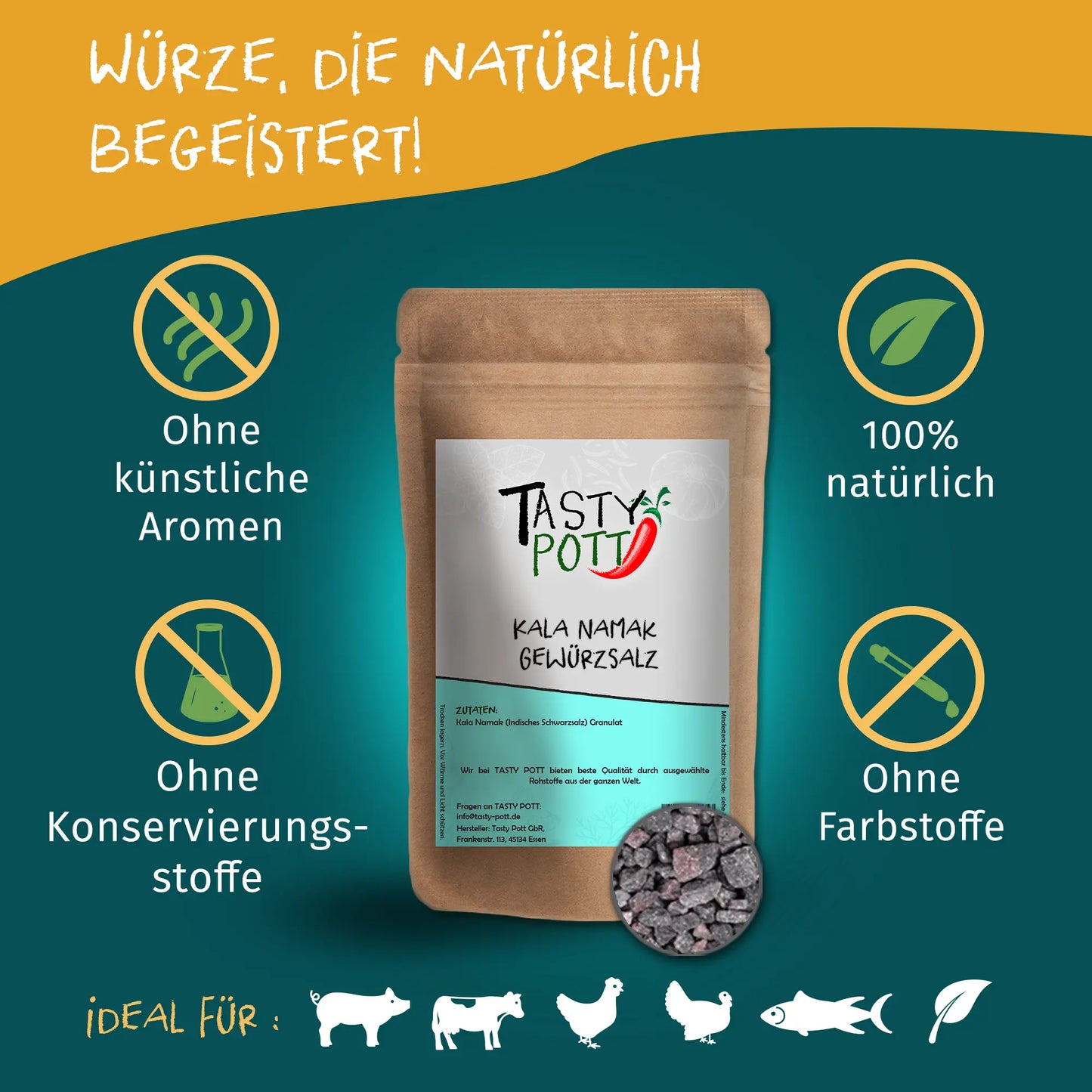 Kala Namak Salz - Aromatisches Schwarzsalz von Tasty Pott Tasty Pott